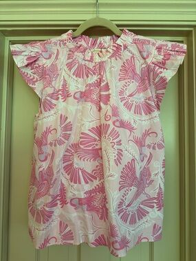 Sail to Sable x CK Bradley Pink Floral Flutter-Sleeve Top